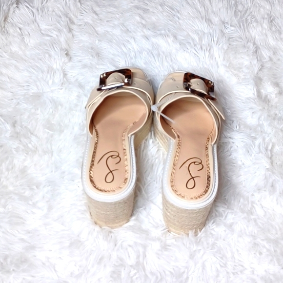 Sam Edelman Livi Cream Squared Open Toe Buckle Platform Wedge Sandals 9.5 - Picture 12 of 13